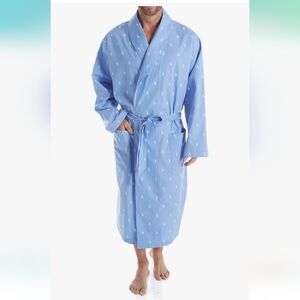 POLO RALPH LAUREN Men's All Over Pony Cotton Robe Beach Blue/White. Size XL
